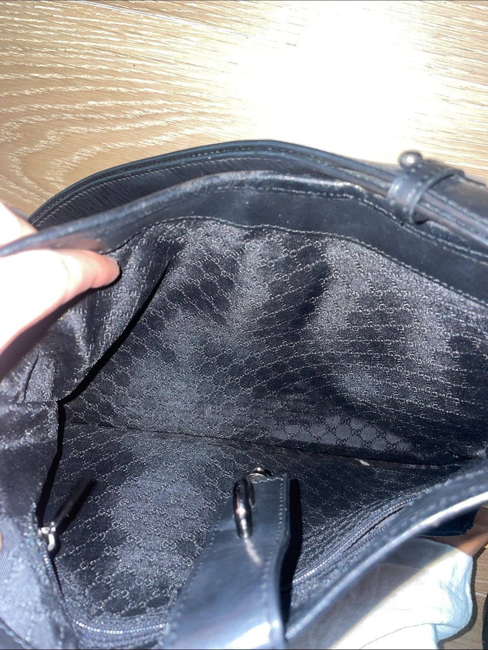 Black Shoulder Tote Bag with Leather Trim - Picture 5 of 5